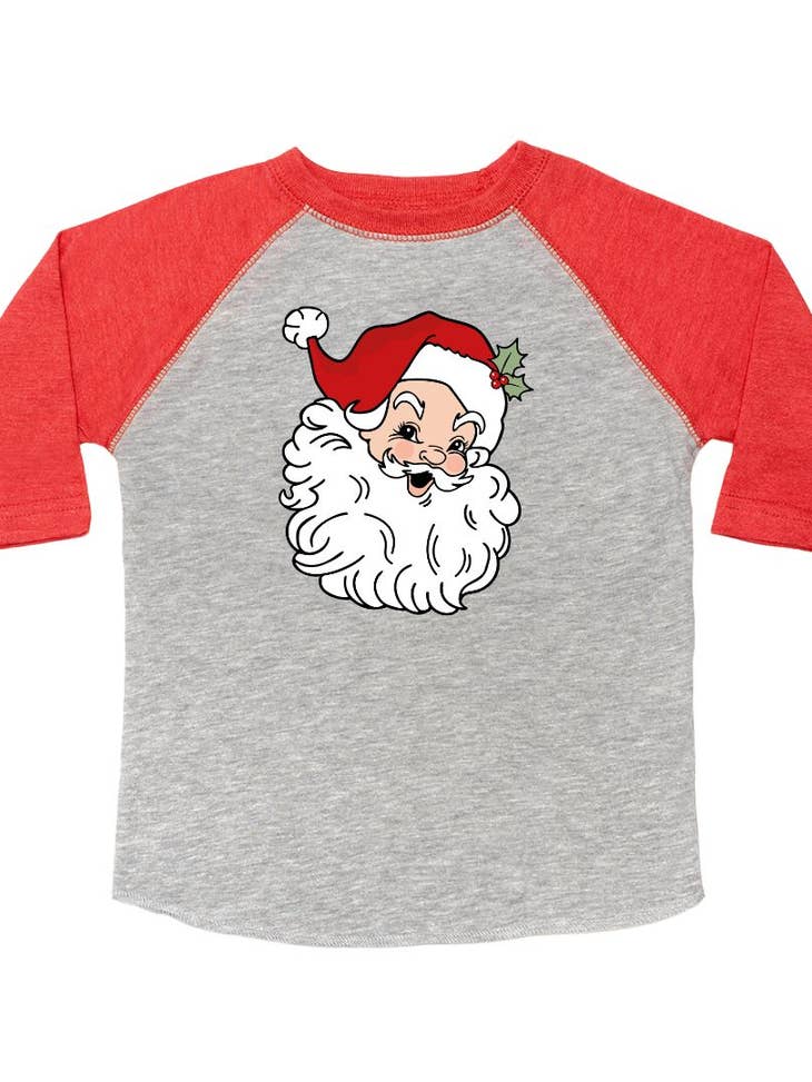 Retro Santa Christmas Shirt - Kids Holiday 3/4 Sleeve