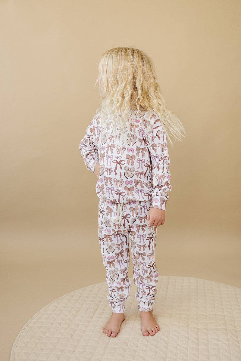 Jogger Set - Mocha Bows - 0-3M