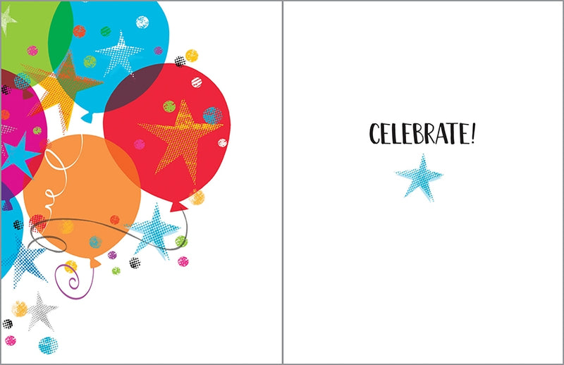 Birthday Card - Balloons & Stars