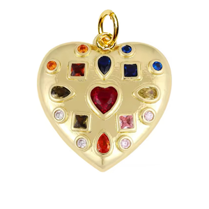 Colorful Zircon Heart Charm