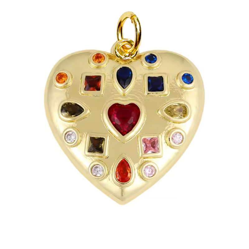 Colorful Zircon Heart Charm