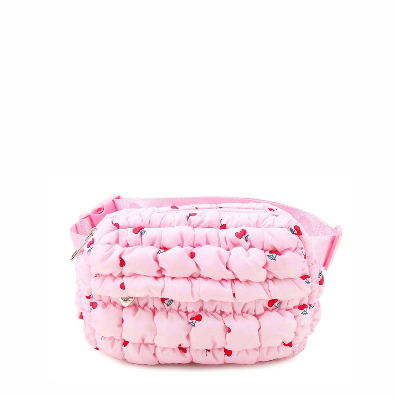 Quilted Scrunchies Cherry Printed Fanny Pack - Pink Cherry Print Scrunch