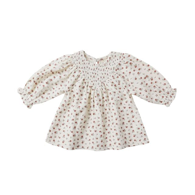 V Smocked Dress - Winter Ditsy
