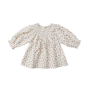 V Smocked Dress - Winter Ditsy