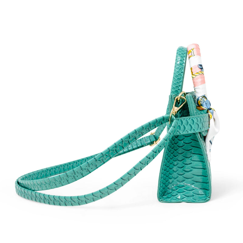 Vivid Crocodile Scarf Handbag - Green