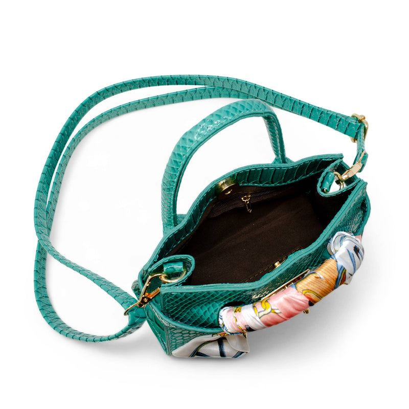 Vivid Crocodile Scarf Handbag - Green