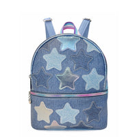 Star-Patched Denim Mini Backpack