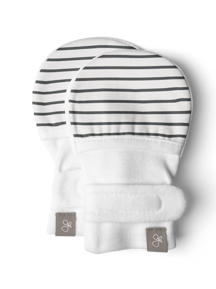 Viscose Organic Cotton Baby Stay-On Mitts - Stripe Gray