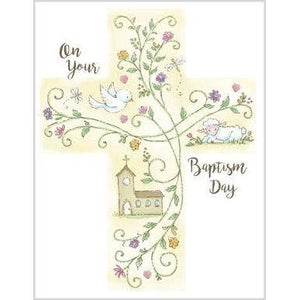 With Scripture Religious Greeting Card - Baptism Cross