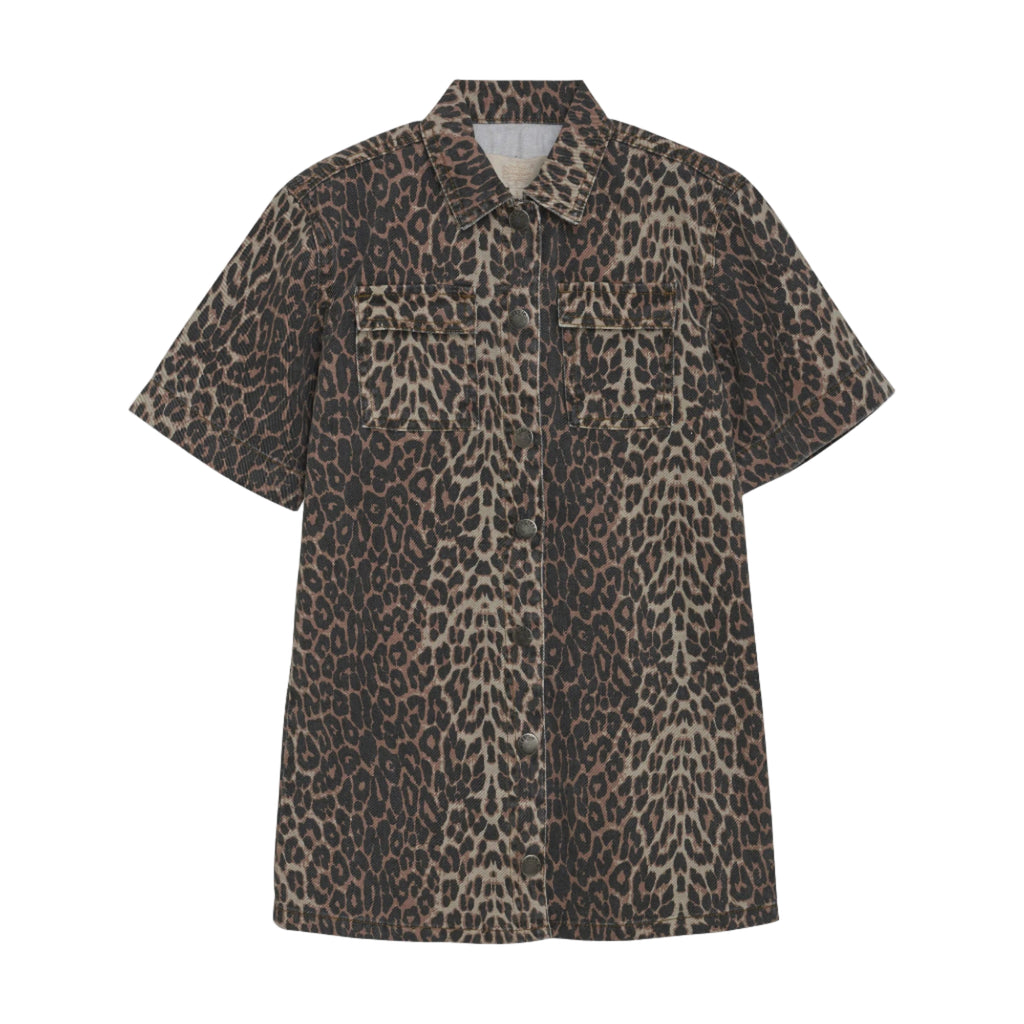 Leopard print dress on a white background
