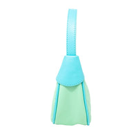 Quilted Zip Top Shoulder Bag - Aqua Green