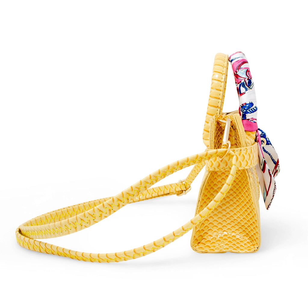 Vivid Crocodile Scarf Handbag - Yellow