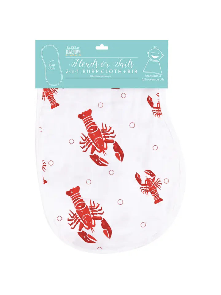 2-in-1 Burp Cloth and Bib: Heads or Tails