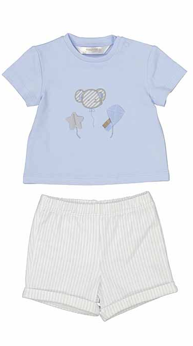 Elephant Kites Blue Top & Stripe Shorts Set