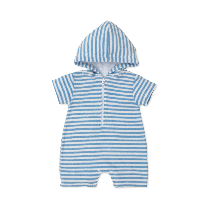 Cabana Light Blue Stripe Terry Cloth Romper