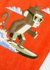Orange Surfing Monkey Towel