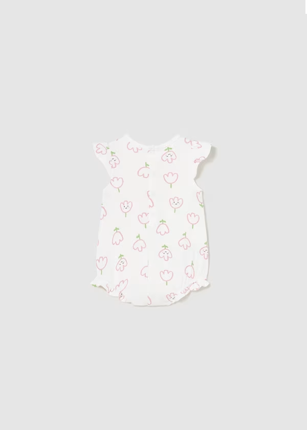 Baby Pink Flower Allover Print Bubble