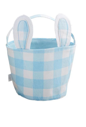 Blue Check Bunny Baskets - Bunny Tail Canvas OR Blue Check with Ears