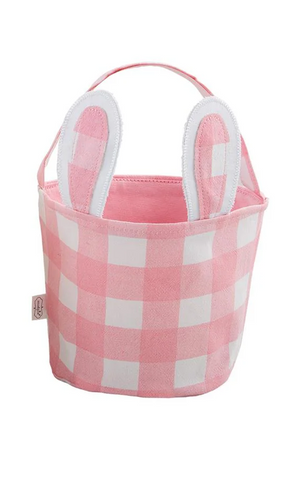 Pink Check Bunny Baskets - Bunny Tail Canvas OR Bunny Ears Pink Check