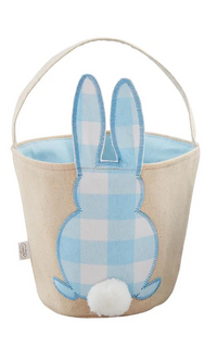 Blue Check Bunny Baskets - Bunny Tail Canvas OR Blue Check with Ears