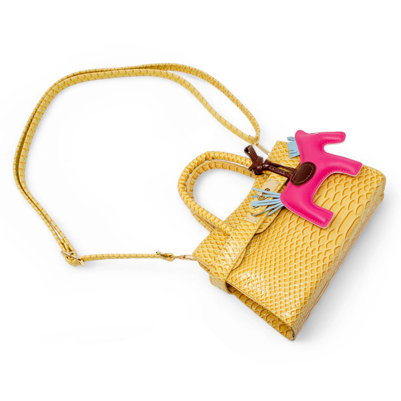 Vivid Crocodile Pony Handbag - Yellow