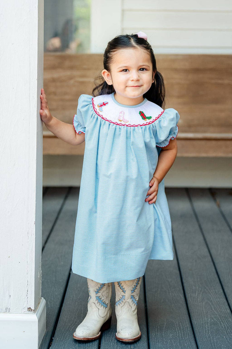 Holiday Boots Smocked Helen Dress