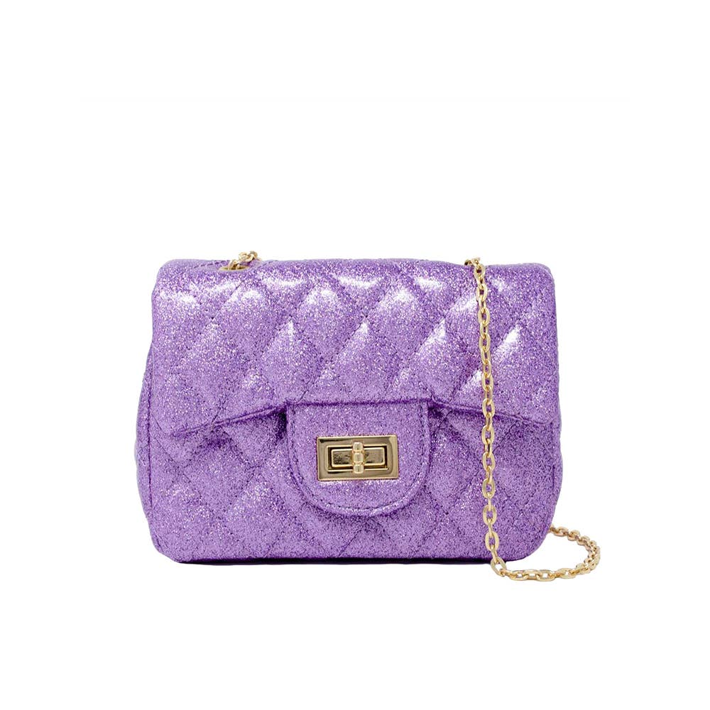 Classic Quilted Sparkle Mini Bag - Purple