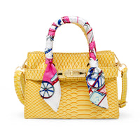 Vivid Crocodile Scarf Handbag - Yellow