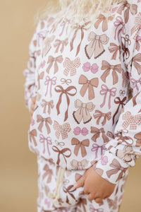 Jogger Set - Mocha Bows - 0-3M
