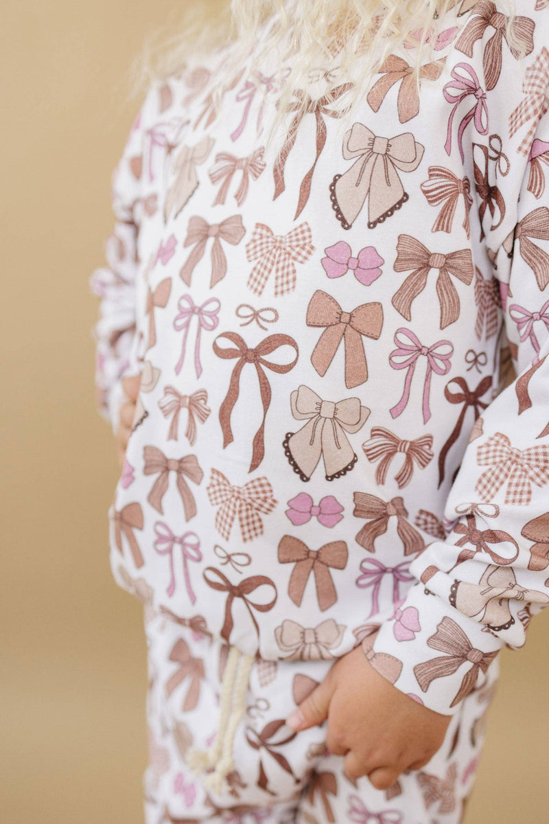 Jogger Set - Mocha Bows - 0-3M