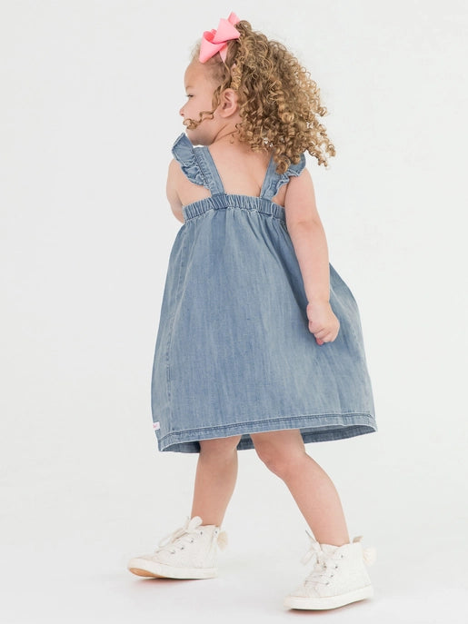 Longhorn Embroidery Lt Denim Bow Dress