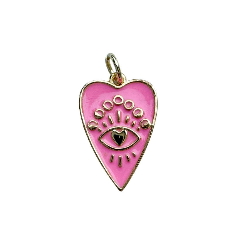 Long Pink Heart Eye Charm