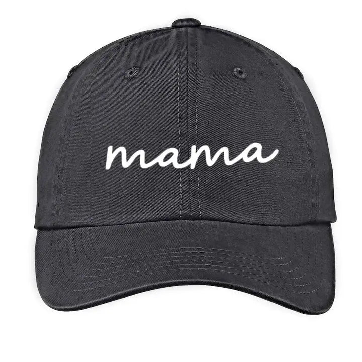 mama Cursive Baseball Cap | Black