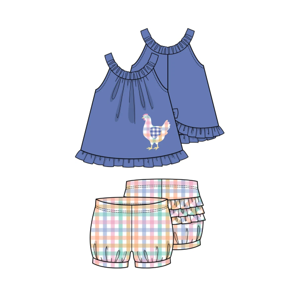 Chicken Applique Top & Bloomer Set
