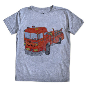 Fire Truck - Kids Triblend Grey Tee
