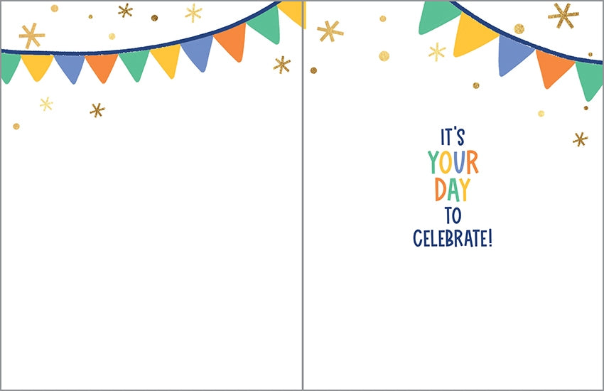 Birthday Card - Banner on Blue