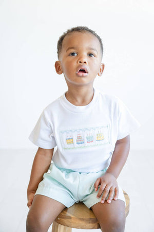 Mint Green Birthday Boy Shirt & Shorts Set