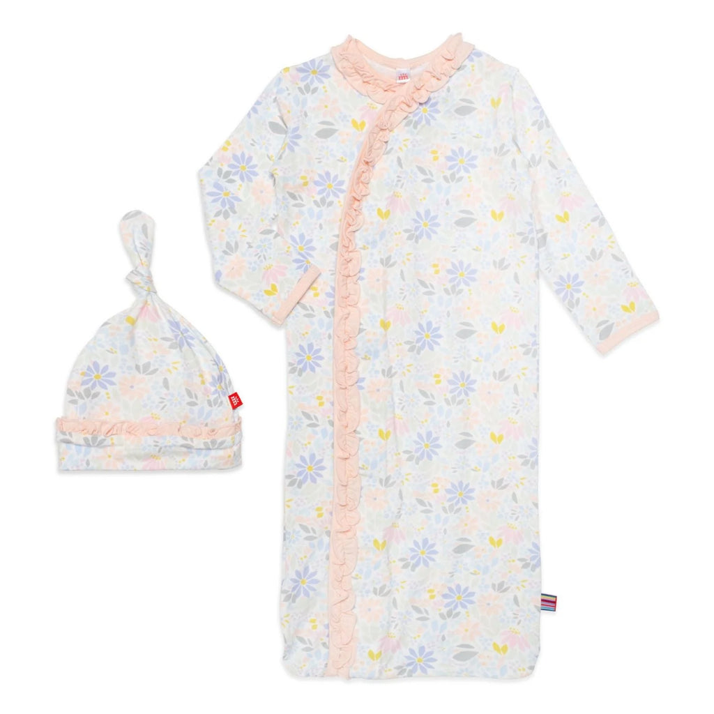 Darby || Modal Magnetic Cozy Sleeper Gown + Hat Set with Ruffles