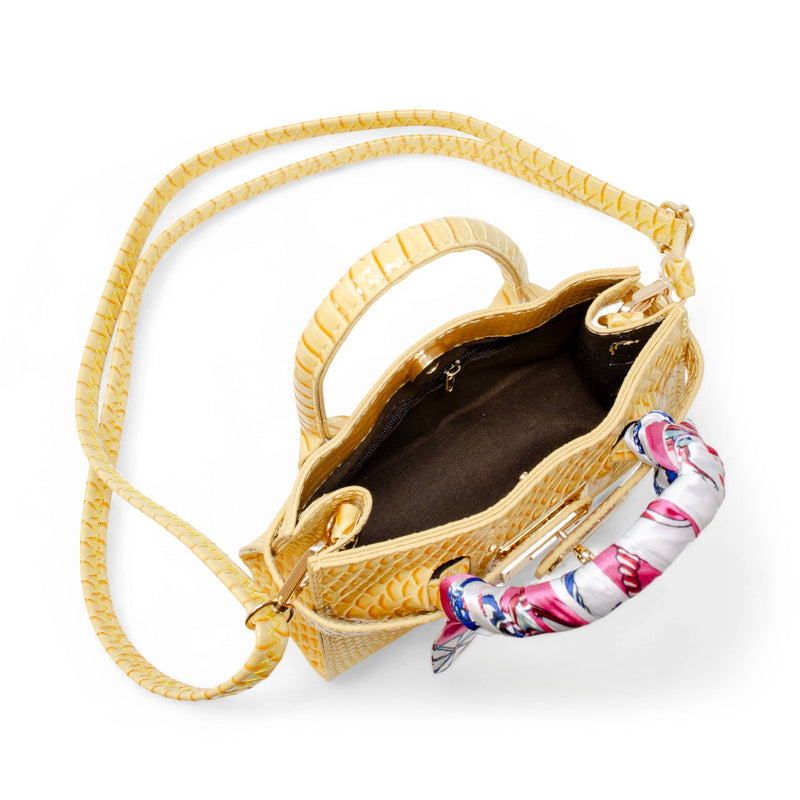 Vivid Crocodile Scarf Handbag - Yellow