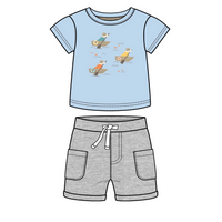 Doggy Paddle Top & Grey Shorts Set