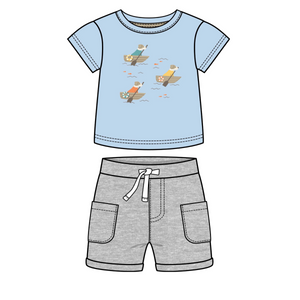 Doggy Paddle Top & Grey Shorts Set