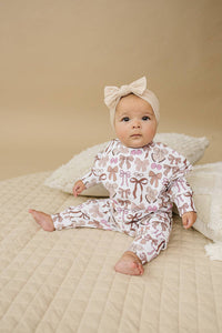 Jogger Set - Mocha Bows - 0-3M