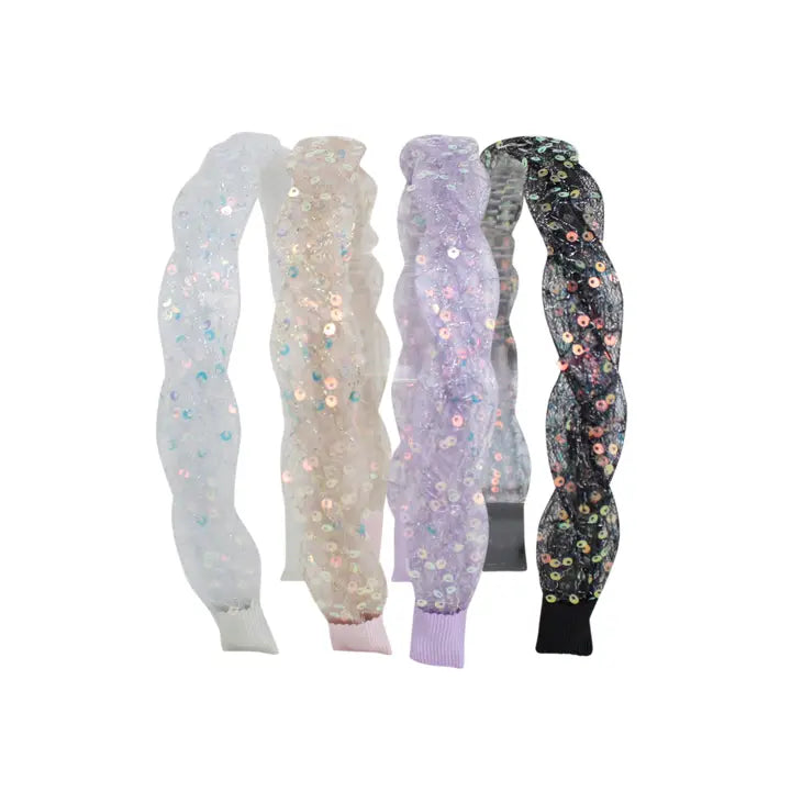 Sheer Sequin Twist Headbands