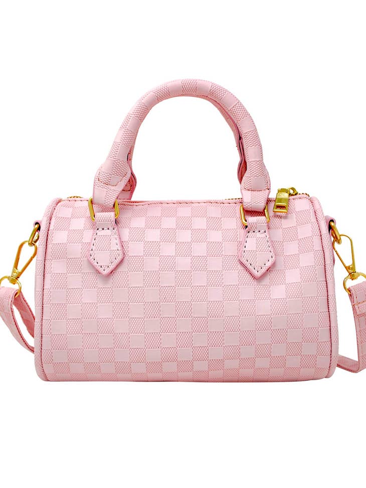 Checker Canvas Duffle Handbag | Pink