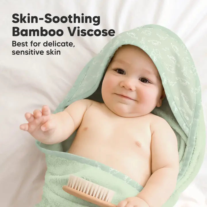 KeaBabies Luxe Baby Hooded Towel - Dinos
