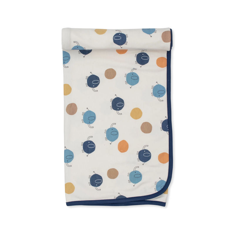 Blue Dot Elephant Print Blanket