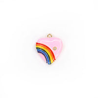 Rainbow Heart Charm - Baby Pink