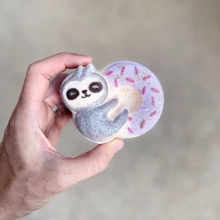 Sloth Hugging Donut Bath Bomb
