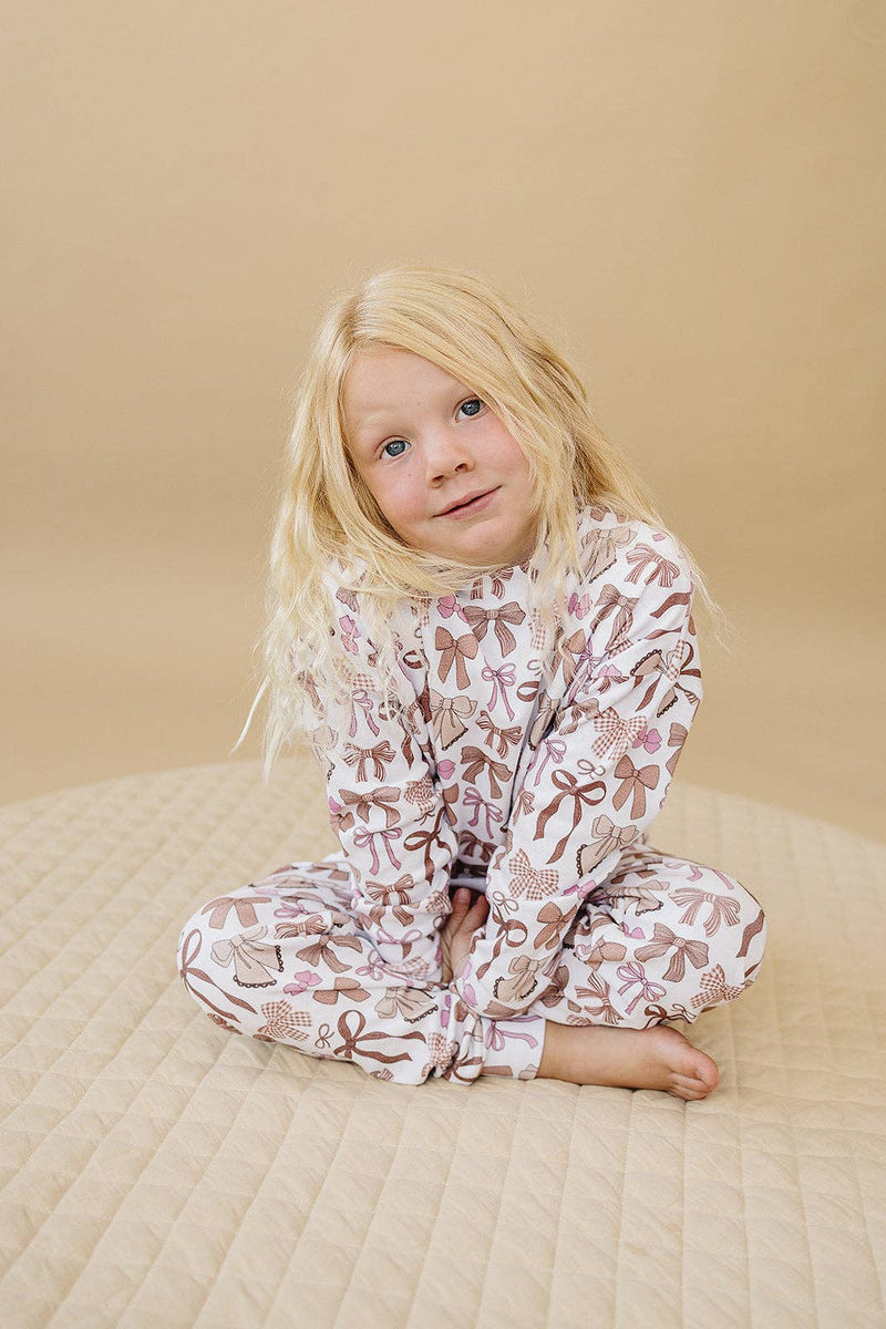 Jogger Set - Mocha Bows - 0-3M