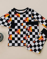 Bamboo Two Piece Set - Checker Blaze